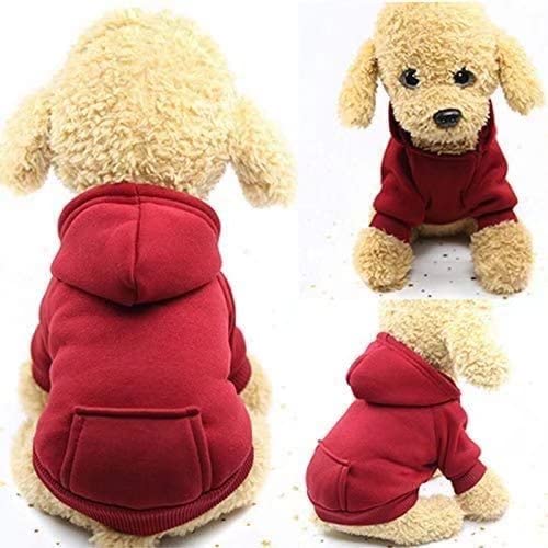 Clopon Dog Hooded Coat Puppy Sweatshirt for Small Dogs Clothes Cute Soft Clothes Girl Doggie Custumes Cute Pet Outfits Red M
