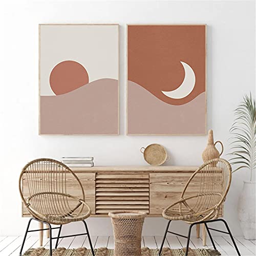 Affiches Terre Cuite et Toile Peinture Boho 70x100cm Duo