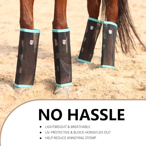 Image of Harrison Howard Loose-Fitting Horse Fly Leggings Breathable, Tear-Resistant Fine Mesh Leg Guards Stay-on Comfortable Fly Boots (Set of 4)