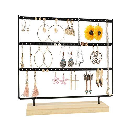 Suneed Earring Holder Organizer Jewelry Display Stands Earring Organizer Stand Jewelry Holder Organizer, Earring & Necklace Jewelry Towel Organizer Display Tree (Black-3Layer) #TOP6