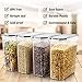 Wildone Cereal Storage Containers Set, Large BPA Free Plastic Airtight Food Storage Containers 4L for Flour, Sugar, 6 Piece Set Cereal Dispensers with 20 Labels & Marker, Black