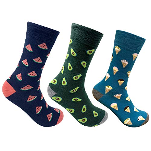 Image of Mint & Oak Printed Crew Socks For Men, Soft Cotton Calf Length Socks, Colorful Sock Gift For Men, Anti-Microbial & Odour Free, Funky Socks - Gift Box of 3