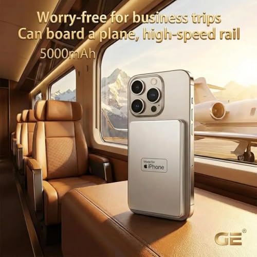 Image of GE 5000mAh Magnetic Qi Power Bank - 20W Fast Charge (Wired & Wireless) | UltraSlim Portable Charger | USB‑C Charging Kit Included | Compatible with iPhone 12-17 | OEM | New 2026 | Made in Korea.