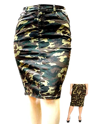 Jack David Womens Plus Size Stretch Denim Jeans Casual Twill Cotton Camouflage Skirt Modern Series-SIZE-3X