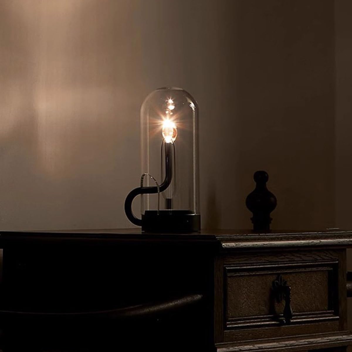 Lampa stołowa Bezprzewodowa ładowalna lampa stołowa LED Sterowanie dotykowe z USB-C Akumulatorowa lampa nocna Vintage z magnesami Przenośna lampa biurkowa do salonu Sypialnia Jadalnia Bar,Black