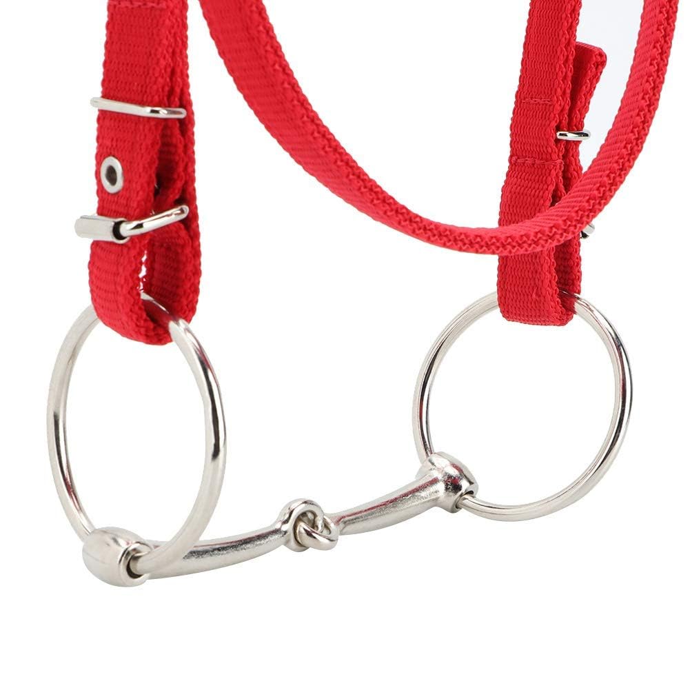 TOPINCN Brida de caballo, rojo ajustable Caballo Brida Reno Arnés Cabezas Caballo Bit Horse Equestrian Accesorios con Cojín Suave