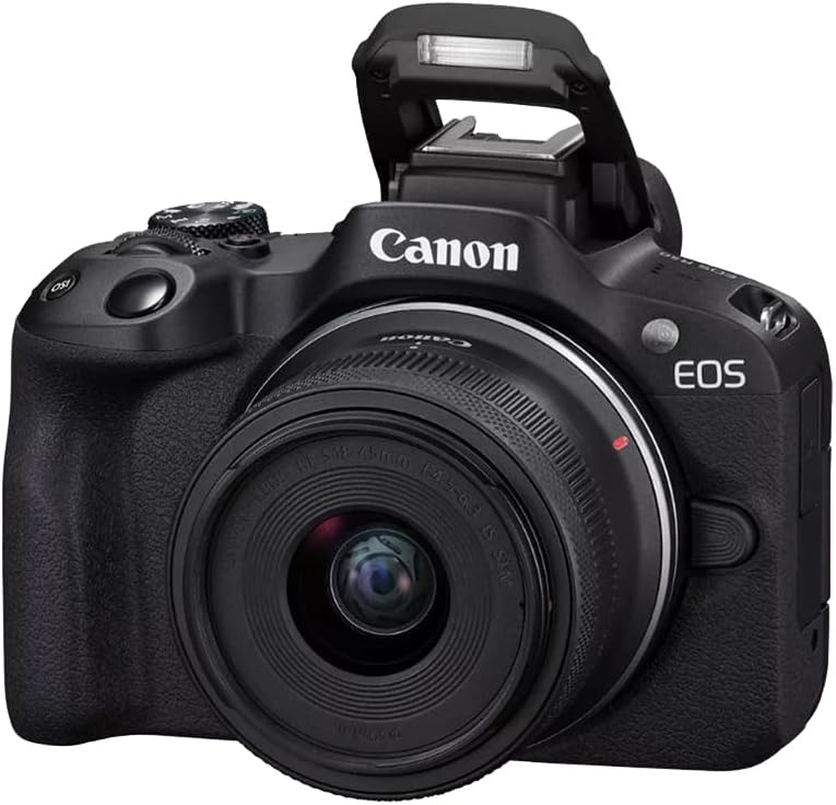 Canon EOS R50 Mirrorless Camera with RF-S 18-45mm F4.5-6.3 IS STM Lens Bundle (5811C012) with 64GB SD Card, Camera Bag & Essentials