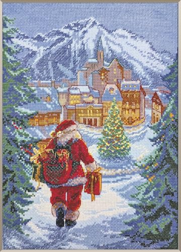 Aine - Magic Night A1020, kits de punto de cruz de Navidad de 8¼ x 11¾, kits de punto de cruz festivo para principiantes y avanzados, kit de punto de cruz para adultos, kit de costura de bordado de