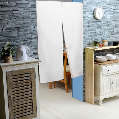 Leowefowa Japanese Noren Doorway Curtain Japanese Door Curtain Window Treatment Pure White Printed Doorway Tapestry for Privacy Partition Divider Panel Kitchen Home Decoration 33.5 Width x 70.9 Long