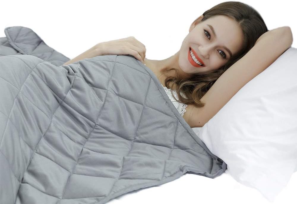 WarmHug Weighted Blanket for Adults 17 lbs 60" x 80" Cooling Breathable Heavy Blanket with Premium Glass Beads, Grey