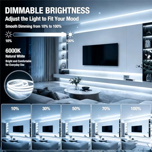 Tira de luz LED COB 12V Blanco Frío 16.4 pies 3mm ultrafina miniatura 5