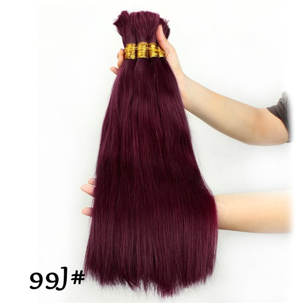 Splatanie włosów Farbowane wstępnie 99J# brazylijskie włosy ludzkie proste bez osnowy Remy Bulk Hair Extension do zaplatania Kobieta(28 Inch)