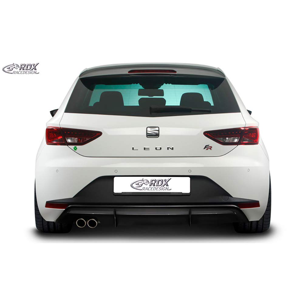 RDX Racedesign Faldón trasero 'Diffusor' compatible con Seat Leon 5F FR SC/5 puertas 2013-2017 excl. ST/Cupra (ABS Negro Brillante)