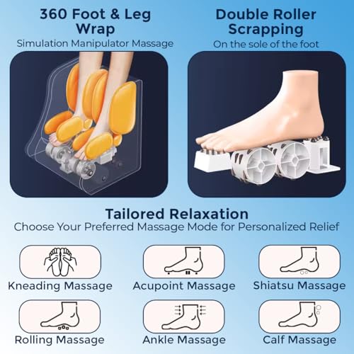 Image of JSB HF72 Leg and Foot Massager Machine with Vibration Kneading Heat & Roller for Feet Calf & Arthritis Pain Relief Improves Blood Circulation