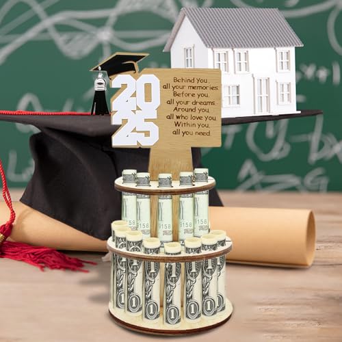 2025 Graduation Gift Money Holder, Unique Greeting Cards Cash Holder Cash Gift, Double-Layer Money Cake with 25 Holes for Cash Congrats Graduation Party Supplies