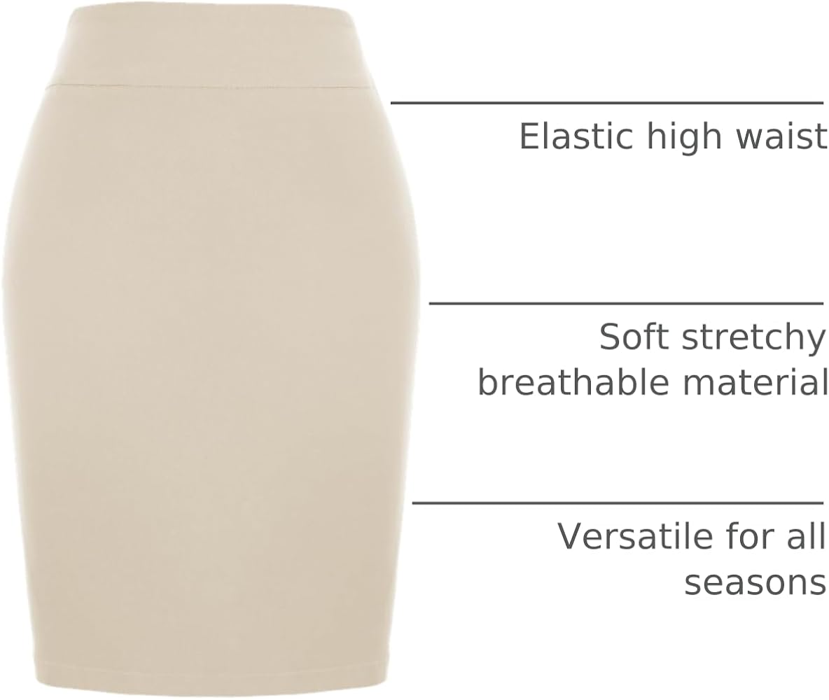 Kate Kasin 2026 Apricot Skirt Stretch Knee Length Pencil Skirts