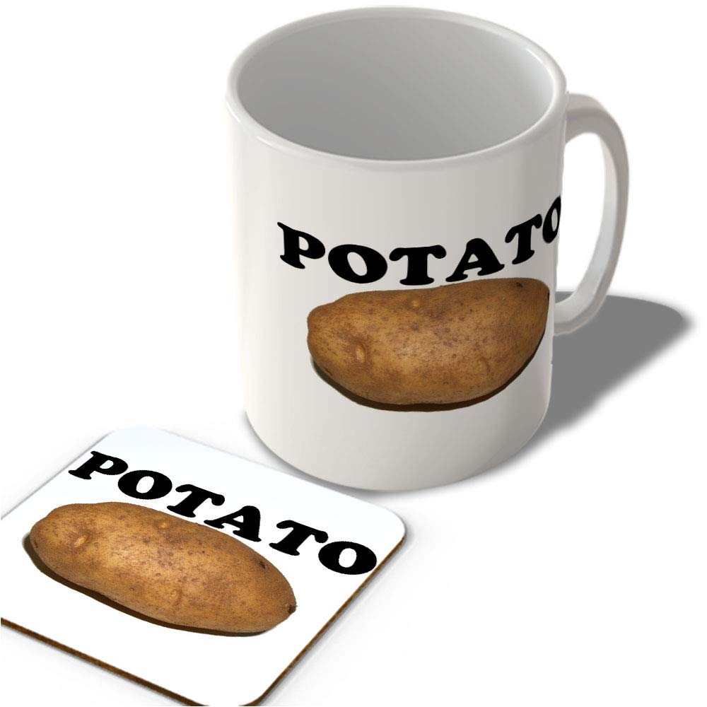 Mcmug White - Potato - Mug And Coaster Set, Ceramic, 11Fl.oz.