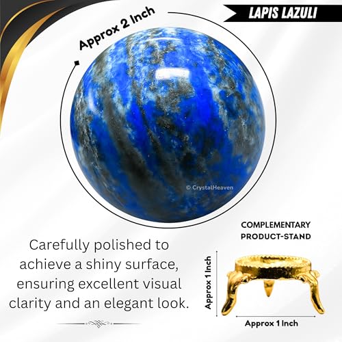 Image of Certified Lapis Lazuli Crystal Ball for Meditation - Premium Crystal Vastu Items for Home and Feng Shui Items for Good Luck - Ideal for Pooja Supplies and Spiritual Practices (2 inch Inch)