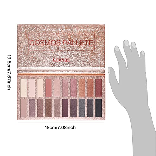 Ucanbe 10 Colors Eyeshadow Palette Makeup +15Pcs Brushes Set + Eye Shadow Primer All In One Makeup Kit Waterproof Long Lasting High Pigment Eye Shadow #TOP6