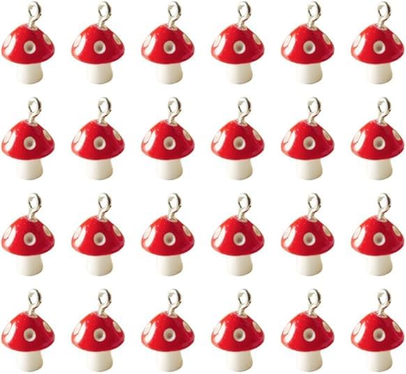 Wpppan 30 Pcs Red Mini Resin Mushroom Charms Pendant Jewelry Findings Charms for Craft Jewelry Making,Arts,Crafts and Sewing,Beading and Jewelrys Making,Jewelrys Making Charms