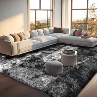 Untimaty Rugs Living Room - 120x180cm Dark Grey Large Rug for Living Room - Ultra Soft Fluffy Shaggy Rugs for Bedroom, Indoor Nursery Carpets for Kids Room Home Decor, Non Shedding, Anti-Slip Backing