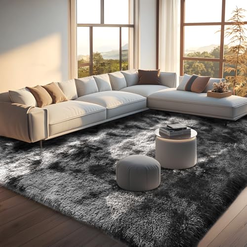 Untimaty Rugs Living Room - 160x230cm Dark Grey Large Rug for Living Room - Ultra Soft Fluffy Shaggy Rugs for Bedroom, Indoor Nursery Carpets for Kids Room Home Decor, Non Shedding, Anti-Slip Backing