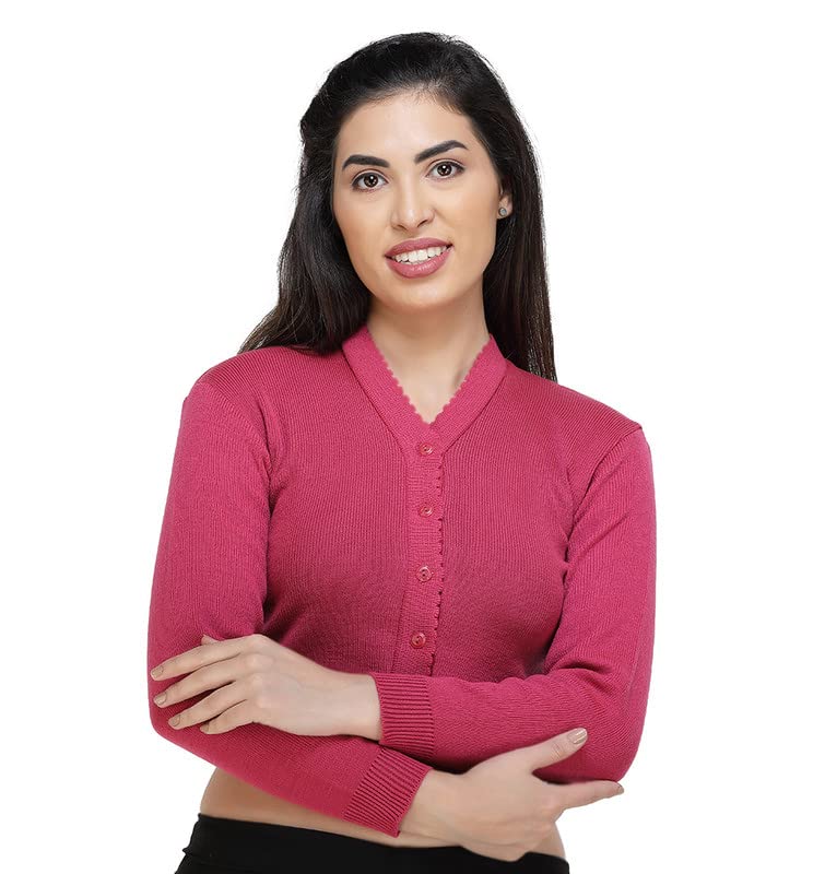 Image of Women Winter Wear V-Neck Full Sleeves Regular Fit Woollen Blouse