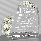 Wedding Gift for Her Years of Marriage Gift Happy Anniversary Present for Woman Acrylic Heart Marriage Keepsake for Wife Husband Girlfriend Boyfriend (15th Style)