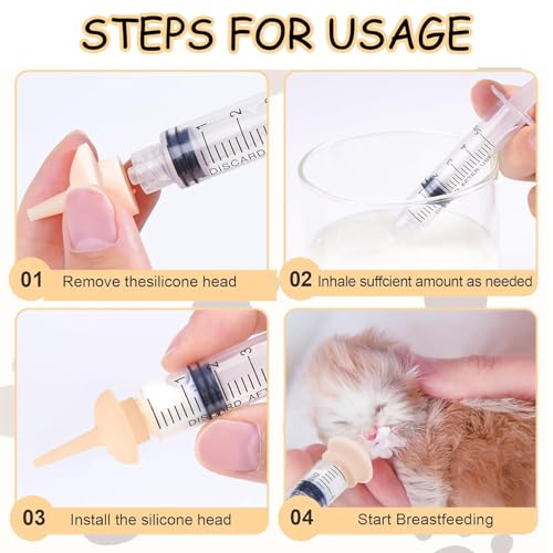Image of 8 Pcs Injection Syringe for Feeding, Cat Feeding Tool Kit, Easy to Use Pet Care Accessories, Includes Feeding Syringe for Kittens, Puppies, Small Animals