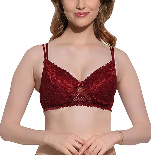 Image of FIMS - Fashion is my style Women Cotton Lycra Floral Lace Lightly Padded Bra Wired Seamless Fullcoverage Multicolor Cup- B