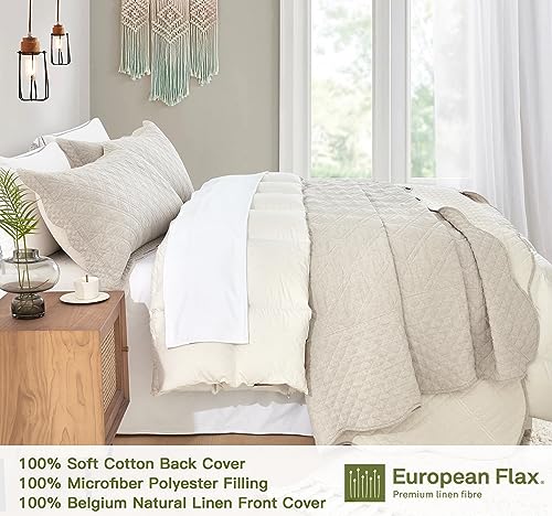 Image of HZ & HY Oversized King Bedspreads, Belgian Linen, Ivory