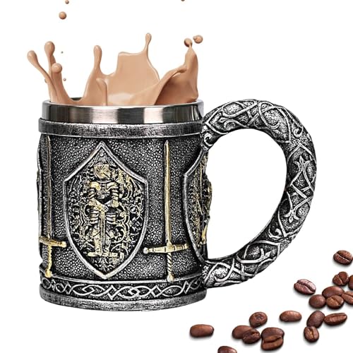 Tazza medievale da cavaliere, nordico vichingo, tazza medievale, birra, bicchiere da vino, calice da vino, articolo decorativo, versatile per cocktail, whisky, vino rosso, tazza in acciaio inox per