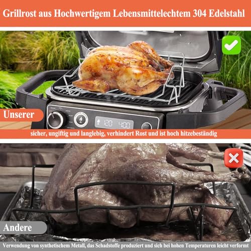 HAIWILL Spareribs - Soporte para barbacoa para Ninja Woodfire OG850EU OG901EU en forma de V, soporte para pollo compatible con Ninja Woodfire Pro XL y la mayoría de las barbacoas ahumadoras, para - imagen 5