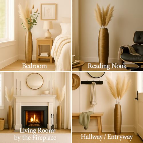 Image of Leewadee Large Floor Vase 26 inches Mango Wood for Pampas Grass, Dried Flowers