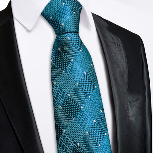 Image of Hi-Tie Zipper Ties for Men Pre-tied Tie Set Lapel Pin Pocket Square and Cufflinks Formal Business Wedding Adjustable Necktie