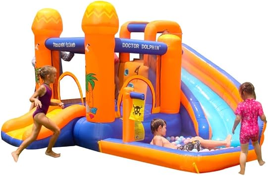 Doctor Dolphin Bouncy Castle Slide Combo, Outdoor Indoor Inflatable Jumping Bouncer Playhouse with Blower-63108