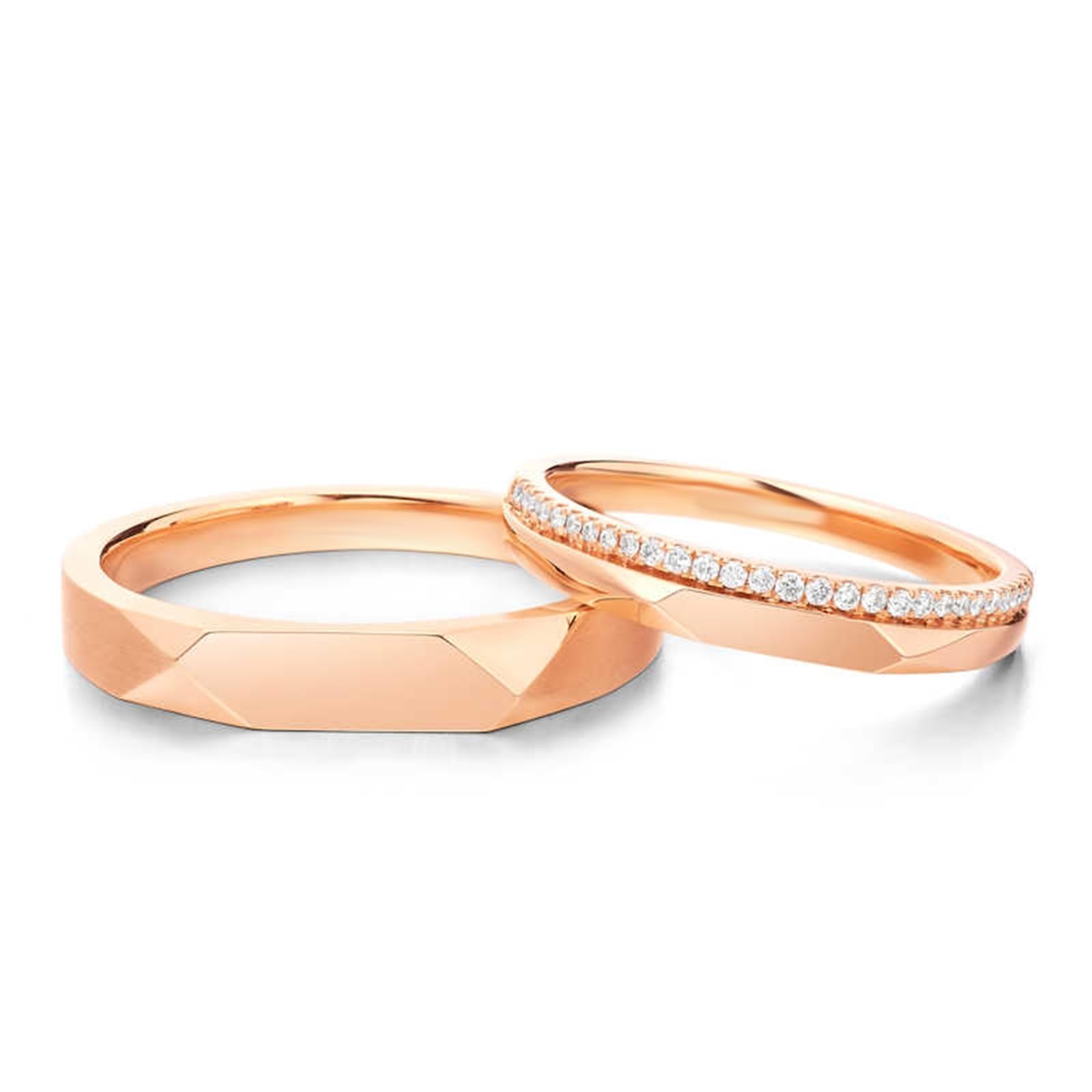 Obrączki ślubne z różowego złota dla kobiet 750 prawdziwe pierścionek zaręczynowy z 0,1 ct diamentem 3 mm obrączki ślubne 18k prawdziwe złoto proste obrączki ślubne rozmiar 54 (17,2)