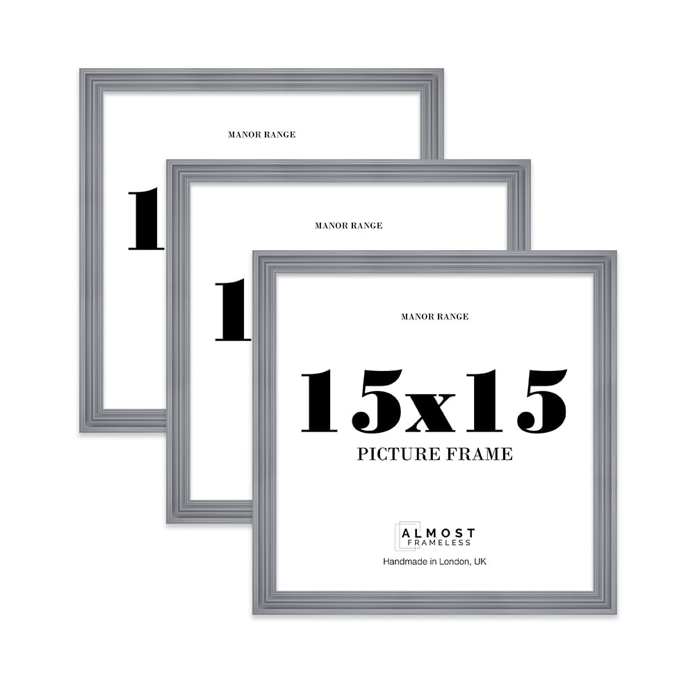 15x15 Picture Frame, Display 15x15 Pictures (38.1 x 38.1cm) - Scandi Grey Elegant 42mm Edge Wall Art - 3 Pack