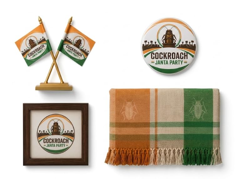 CJP Premium Supporter Combo Kit with Official Flag, Shawl/Muffler, Fridge Magnet & Photo Frame | Cockroach Janta Party Merchandise Kit-picture-10