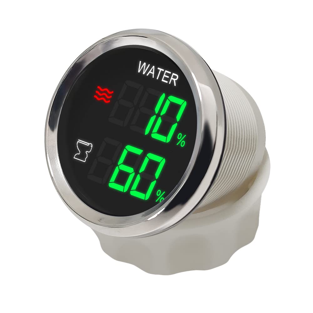 ELING Indicador multifunción 2 en 1 de nivel de agua, depósito de heces de 52 mm, alarma para coches y camiones