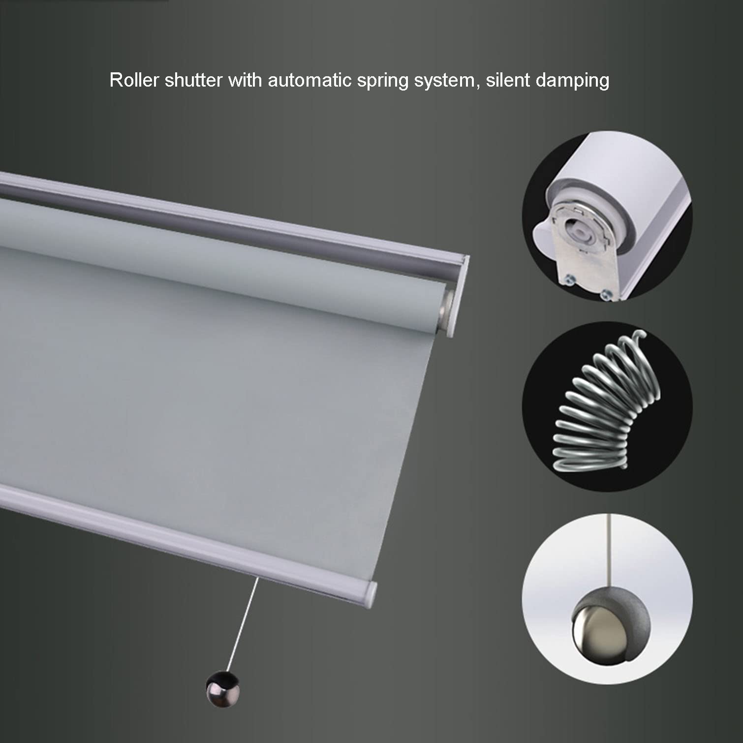 Persianas enrollables opacas inalámbricas, automáticas, con resorte, impermeables, resistentes a los rayos UV, ideales para cocina, baño, oficina, personalizables (90 x 240 cm)