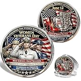 Women Veterans Day Commemorative Coin, 3D High-Relief Honor Service & Sacrifice Challenge Coin, Patriotic Military Collectible Gift for Female Veterans & Supporters(1Pc)