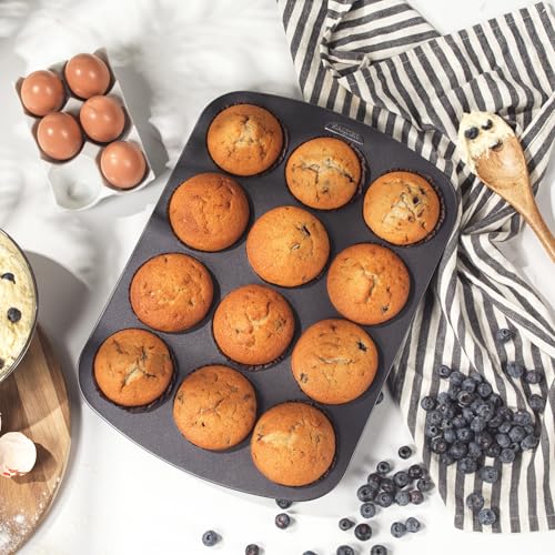 Salter Recycled 3-Piece Bakeware Set – Includes 27 cm Square Tin, 28 cm Loaf Pan & 12-Cup Muffin Tray, 100% Recycled Carbon Steel Bakeware, Non-Stick Easy-Clean Surface, Oven-Safe to 220°C - Image 3