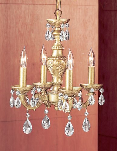 Classic Lighting 8334 OG C Gabrielle, Crystal, Mini-Chandelier, 12" x 12" x 16", Olde Gold