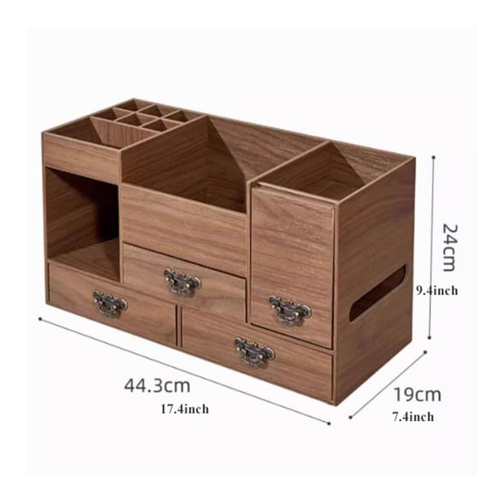 Pudełko do makijażu Drewniany organizer na kosmetyki z szufladami i lustrem, wielofunkcyjny organizer na kosmetyki, organizer na biżuterię, toaletka, półka na kosmetyki do pielęgnacji skóry i szminki