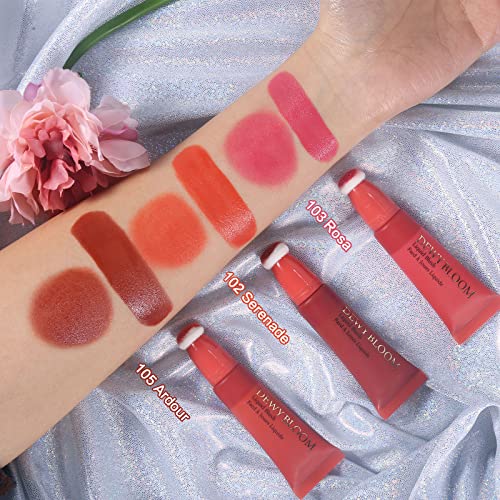 Marburoly Liquid Blush Beauty Wand, Matte Cream Face Blushes Stick With Cushion Applicator, Multi-Use Makeup Waterproof Blendable Rouge Liquid Blush Stick For Cheeks Glow Dewy Finish (102 Serenade-Orange) #TOP5