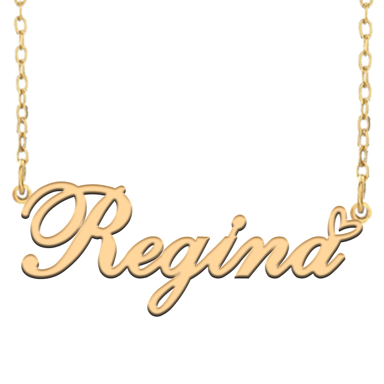 RONKAHSHOW Custom Pendant Name Necklace Customized Personalized 18K Gold with Heart Necklace Best Gift for Women New Year Birthday Mother’s day Christmas wedding Party Gold