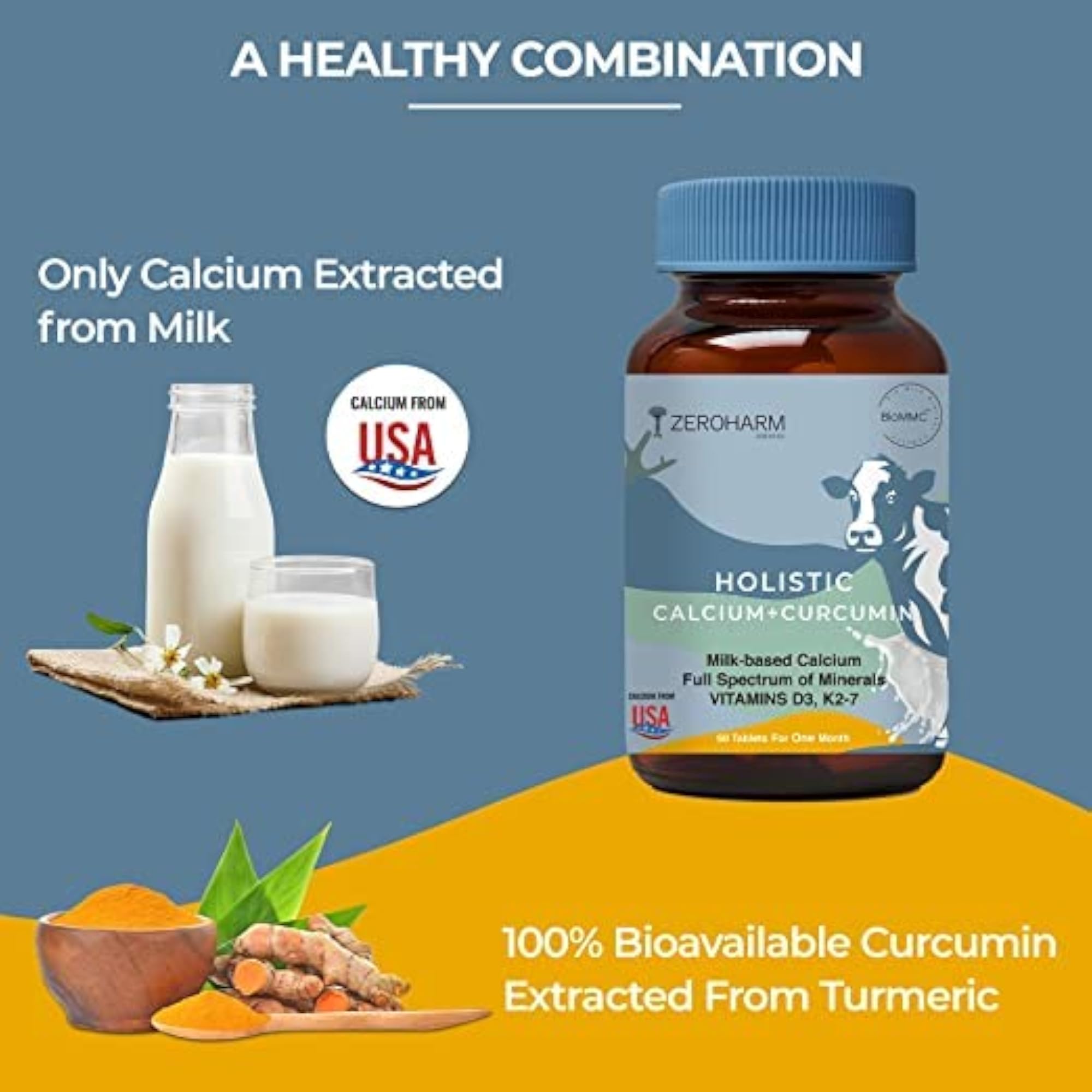 Holistic Calcium and Curcumin - 180 Tablets