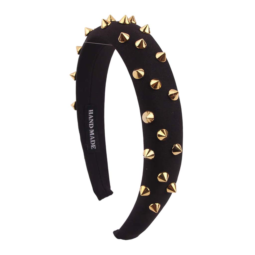 Generic Punk Rivet Studded Headbands for Women, Wide Headband Gothic Headbands Hairband Hair Hoops Accessories for Women Girls - Black