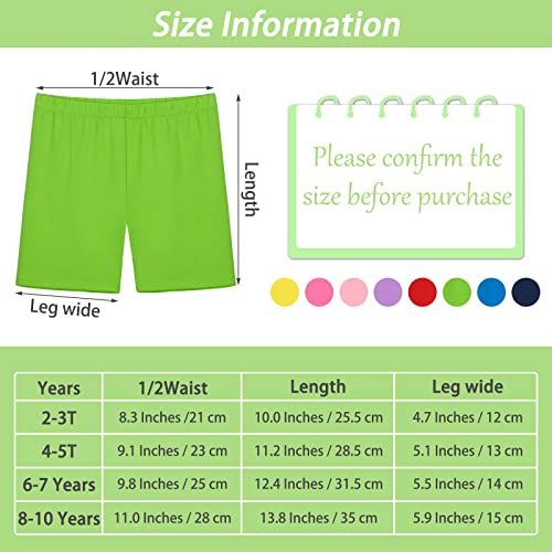 Poroka 8 Pack Girls Bike Shorts Dance Shorts Thick Modal Shorts Breathable Safe Active Shorts 8 Color (2-3T) #TOP1